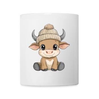 Stier Süß Niedlich Baby Kinder Tier Cartoon - Tasse - Weiß - Vorne