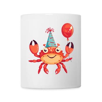Krebs Krabbe Geburtstag Comic - Tasse - Weiß - Vorne