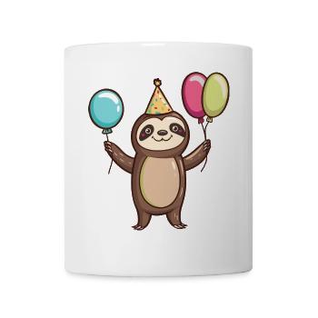 Faultier Geburtstag Comic - Tasse - Weiß - Vorne