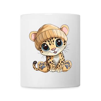 Léopard mignon mignon bébé enfants animal dessin animé - Mug blanc - blanc - Devant