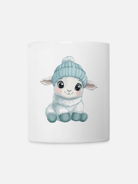 Schaf Süß Niedlich Baby Kinder Tier Lamm Cartoon - Tasse - Weiß