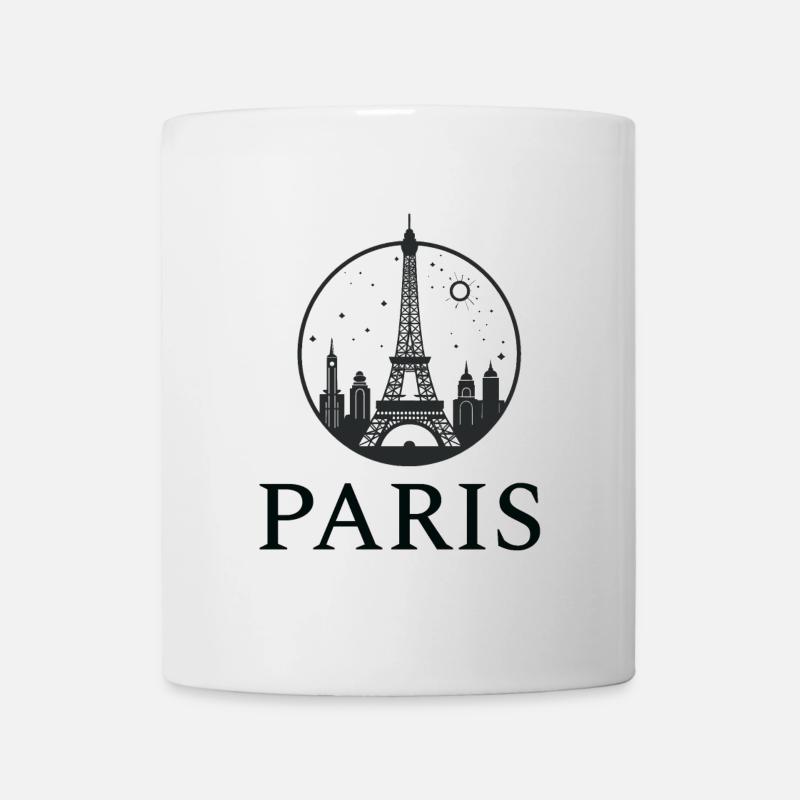 Silhouette de la tour Eiffel de Paris en cercle - Mug blanc - blanc