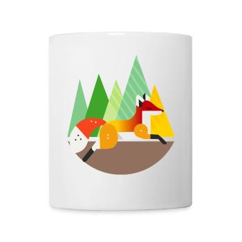 Fuchs Motiv – Ruhe und Natur im geometrischen Stil - Tasse - Weiß - Vorne
