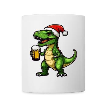 Dinosaurier T-Rex Weihnachten Bier - Tasse - Weiß - Vorne