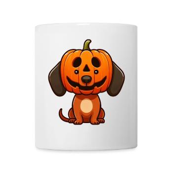 Halloween Teckel Chien Citrouille Dessin animé Mignon - Mug blanc - blanc - Devant