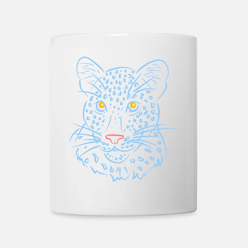 Leopardengesicht mit Blautönen - Tasse - Weiß