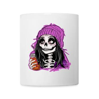Skeleton Girl in Purple Pullover Hoodie - Mug - white - Front