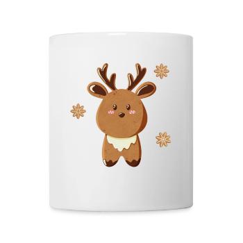 Mignon renne avec des flocons de neige - Mug blanc - blanc - Devant