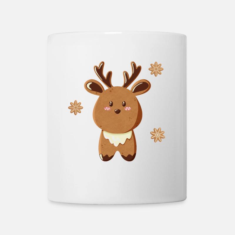 Mignon renne avec des flocons de neige - Mug blanc - blanc