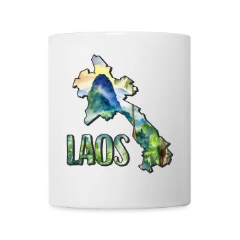 Aquarell Landkarte Laos - Tasse - Weiß - Vorne