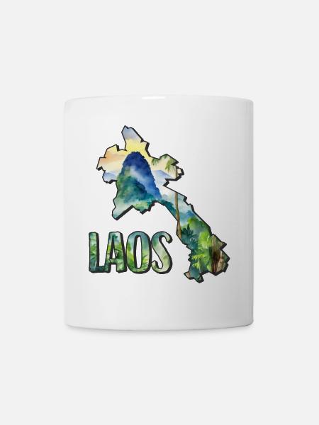 Aquarell Landkarte Laos - Tasse - Weiß