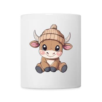 Stier Süß Niedlich Baby Kinder Tier Cartoon - Tasse - Weiß - Vorne