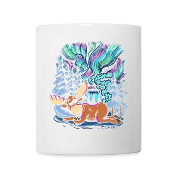 Northern Lights - Moose - Aurora Borealis - Tasse - Weiß - Vorne