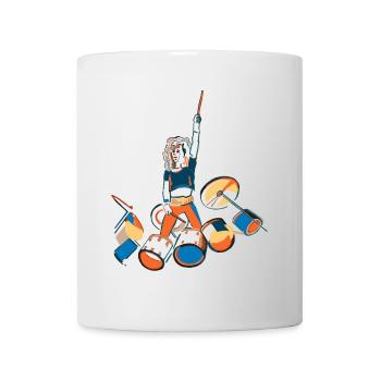 Drummer Kraftpose mit Trommeln - Tasse - Weiß - Vorne