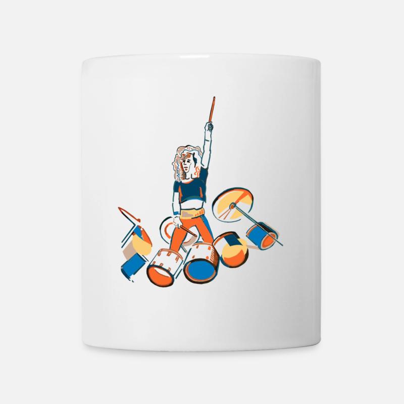 Drummer Kraftpose mit Trommeln - Tasse - Weiß
