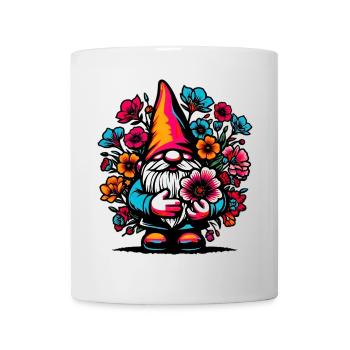 Zwerg mit Blumen - Tasse - Weiß - Vorne