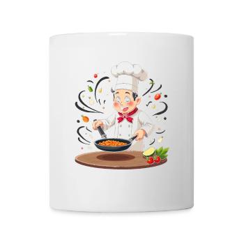 Kochender Junge mit Pfanne - Tasse - Weiß - Vorne