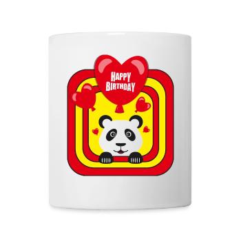 Happy Birthday mit Herzen und Panda. - Tasse - Weiß - Vorne