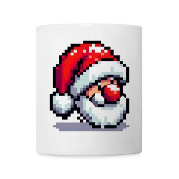 Rote Nase, Pixel-Charme: Weihnachtsmann - Tasse - Weiß - Vorne