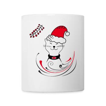 Chat au chapeau de Père Noël - Mug blanc - blanc - Devant