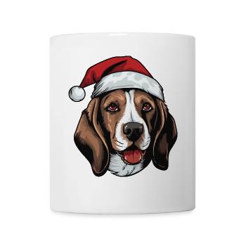 Beagle Dog Head Christmas Portrait - Mug - white - Front