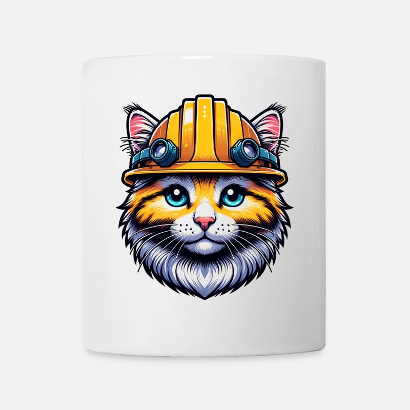 Chat de chantier avec casque idéal comme cadeau. - Mug blanc - blanc