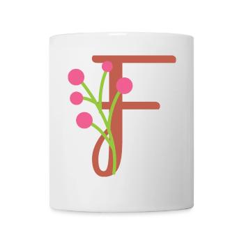 Eleganter Buchstabe 'F' mit Blumen - Tasse - Weiß - Vorne