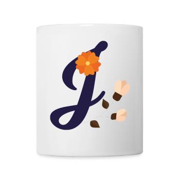 Eleganter Buchstabe 'J' mit Blumen - Tasse - Weiß - Vorne