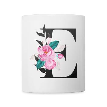 Elégante lettre 'E' avec des fleurs - Mug blanc - blanc - Devant