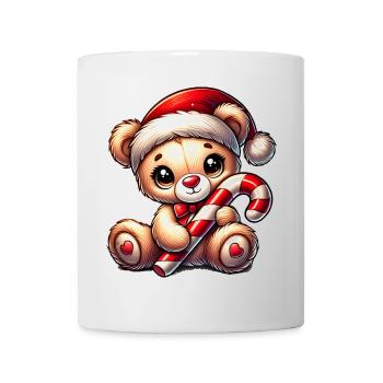 Teddy bear with candy cane – Sweet Christmas design - Mug - white - Front