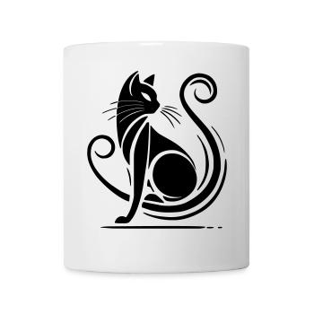 chat noir moderne - Mug blanc - blanc - Devant