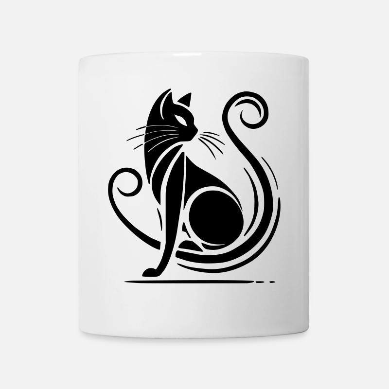 Modern Black Cat - Mug - white