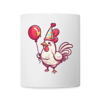 Hahn Geburtstag Comic - Tasse - Weiß - Vorne