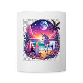 Einhorn am Strand bei Sonnenuntergang - Tasse - Weiß - Vorne