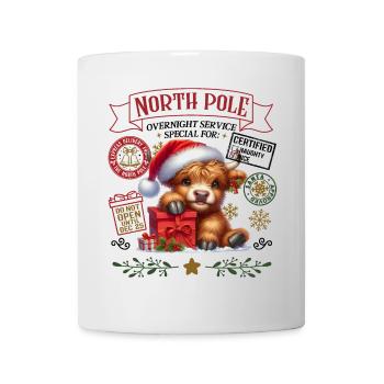 Nordpol Highlandrind Weihnachtsdesign - Tasse - Weiß - Vorne