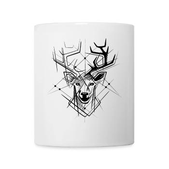 Geometrischer Rentierkopf – Gezeichnetes Wildtier - Tasse - Weiß - Vorne