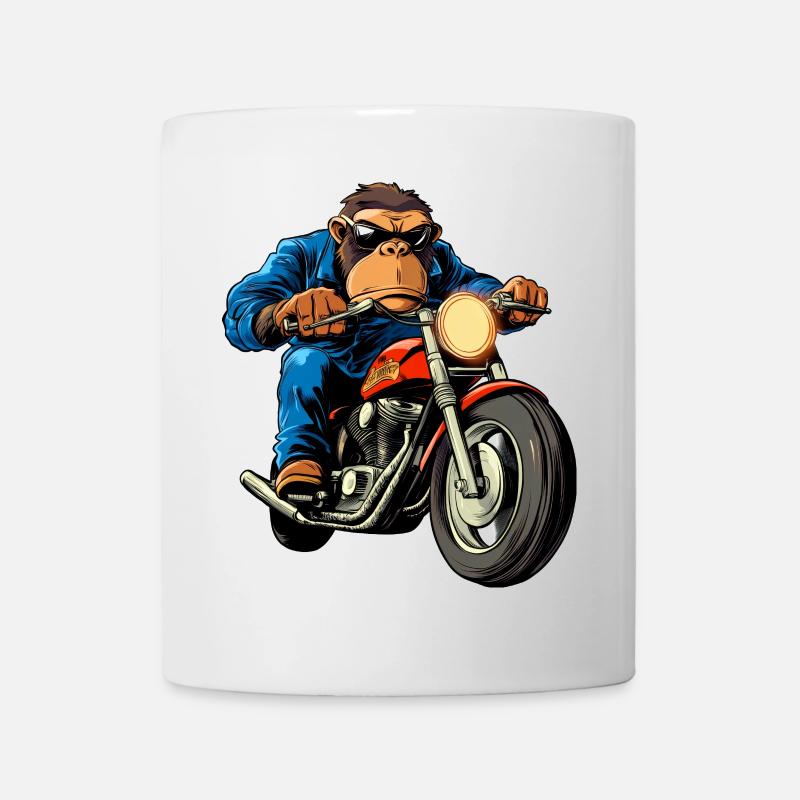 Motorradfahrer Affe - Tasse - Weiß