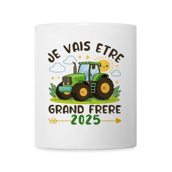 Annonce Grossesse Grand Frère Tracteur 2025 - Mug blanc - blanc - Devant