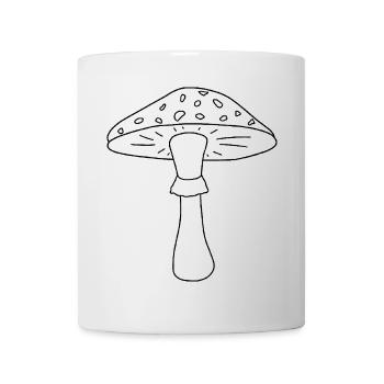 Champignon noir et blanc - Mug blanc - blanc - Devant