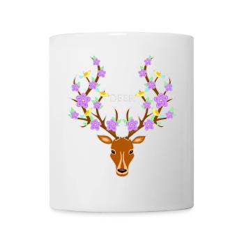 Flowery deer with bird accents - Mug - white - Front