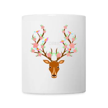 Deer with flowers in antlers - Mug - white - Front