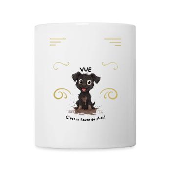 Chiot boueux et la faute au chat - Mug blanc - blanc - Devant