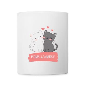 Félins amoureux pour l'autre - Mug blanc - blanc - Devant
