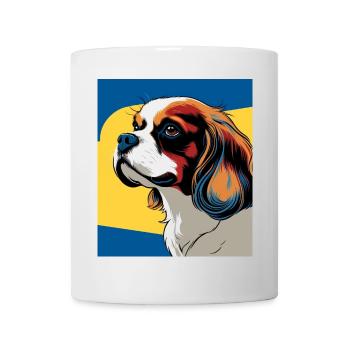 Chien cavalier king charles stylisé pop art - Mug blanc - blanc - Devant