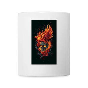 Phoenix Skull in Flames and Roses - Mug - white - Front