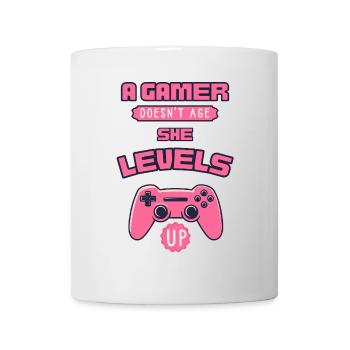 Gamer steigt mit pinkem Controller auf - Tasse - Weiß - Vorne