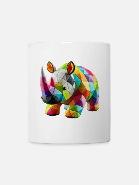 Rhinoceros Rhino Polygone Patchwork - Tasse - Weiß