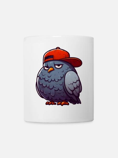 Taube Hiphop Rote Mütze - Tasse - Weiß