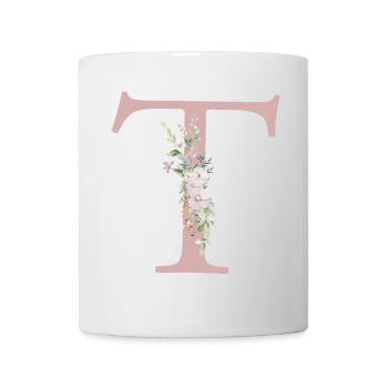 T Monogram, Floral, Personnalisable - Mug blanc - blanc - Devant