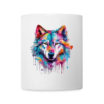 Wolf Wolfskopf Raubtier Wald Natur Wildnis Bunt - Tasse - Weiß - Vorne